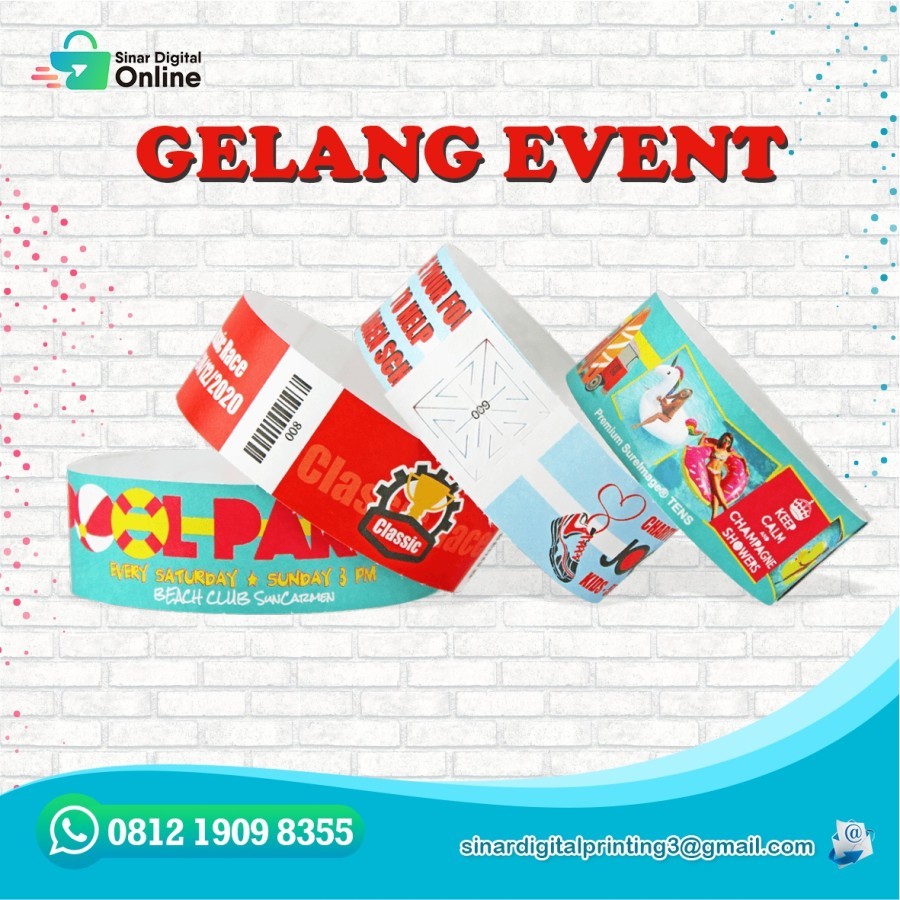 

CETAK GELANG EVENT LAMINASI MATTE / GLOSSY + PEREKAT