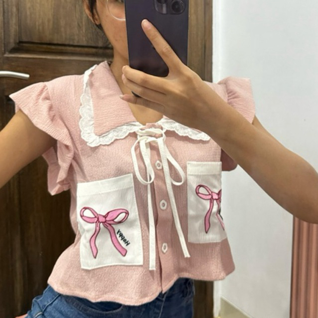 Lucky Ribbon Top Ori Thailand / Kemeja Lucu wanita