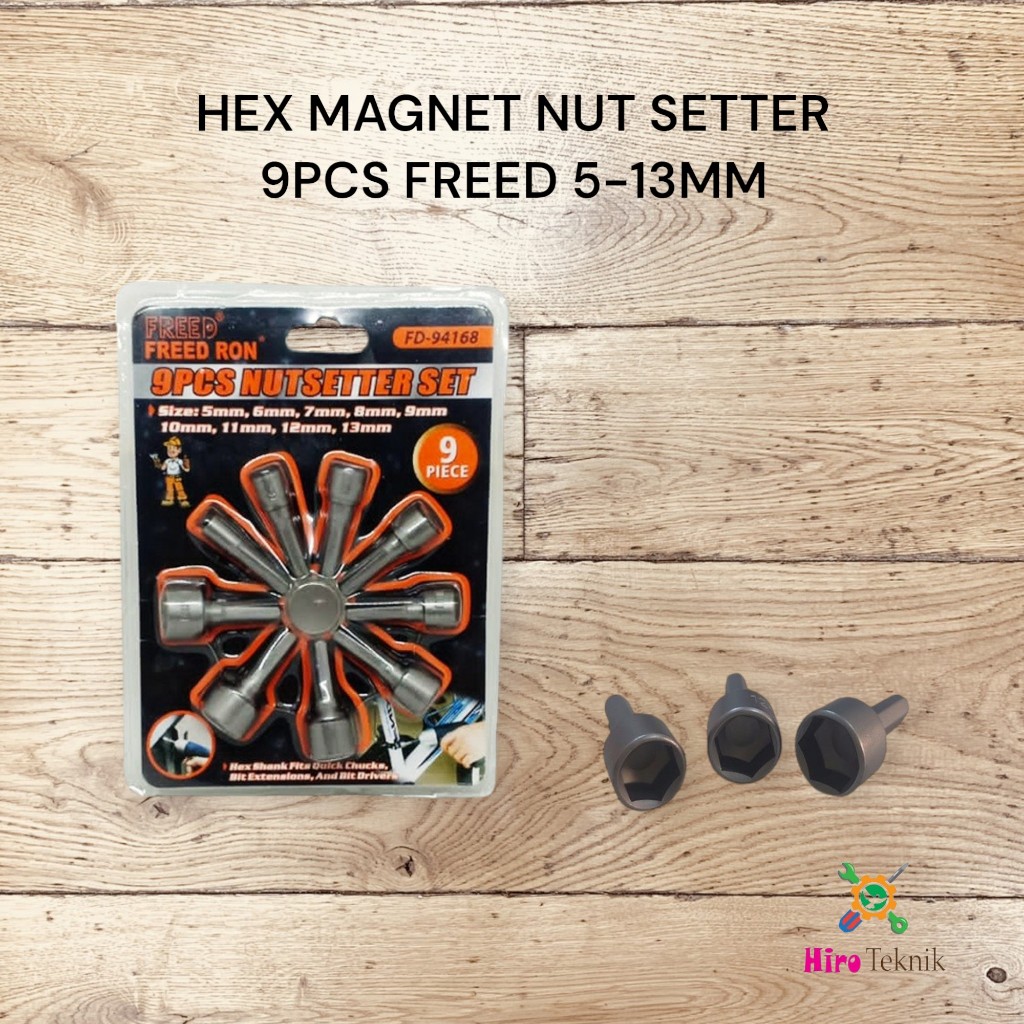 HEX MAGNET NUT SETTER 9PCS FREED 5-13MM MATA SHOK MATA ROOFING BOR SHOCK HIGH QUALITY