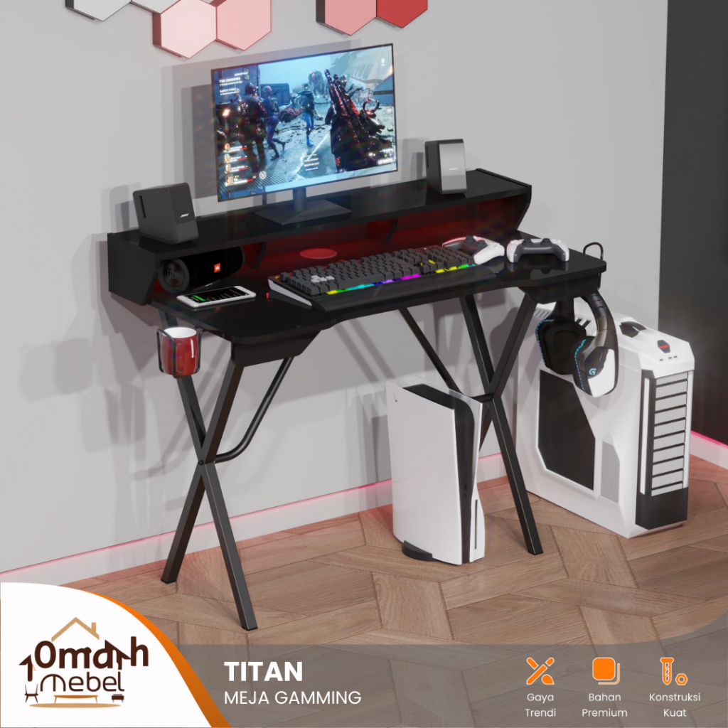Omah Mebel Surabaya - MG TITAN | Meja Gaming Series Titan | Meja | Lampu LED | Meja Gaming | Meja Ga