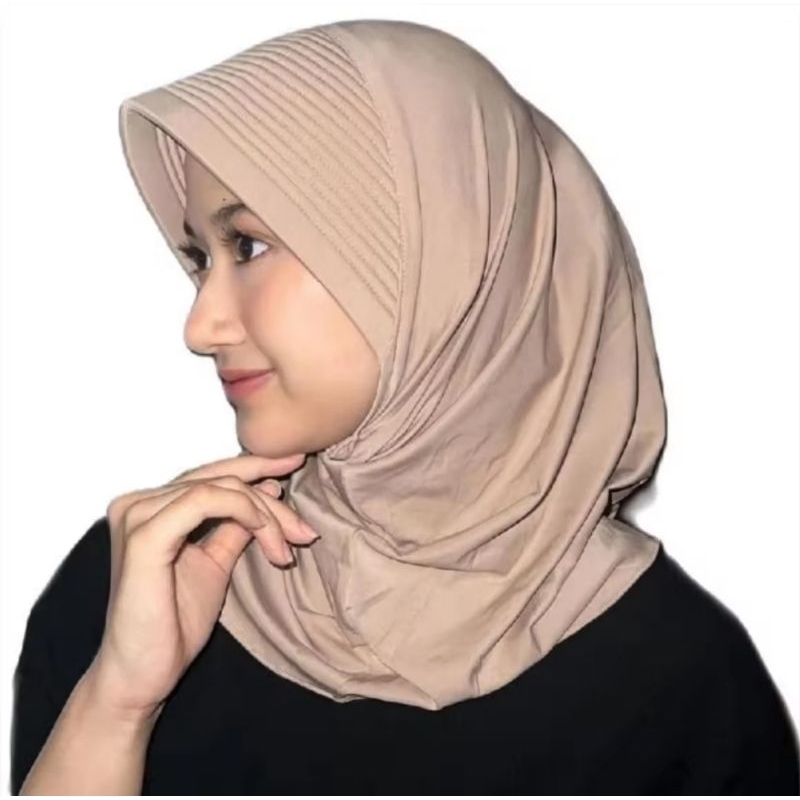 jilbab sport pet tebal/bergo sport pet tebal/hijab instan/kerudung bergo pet tebal S M
