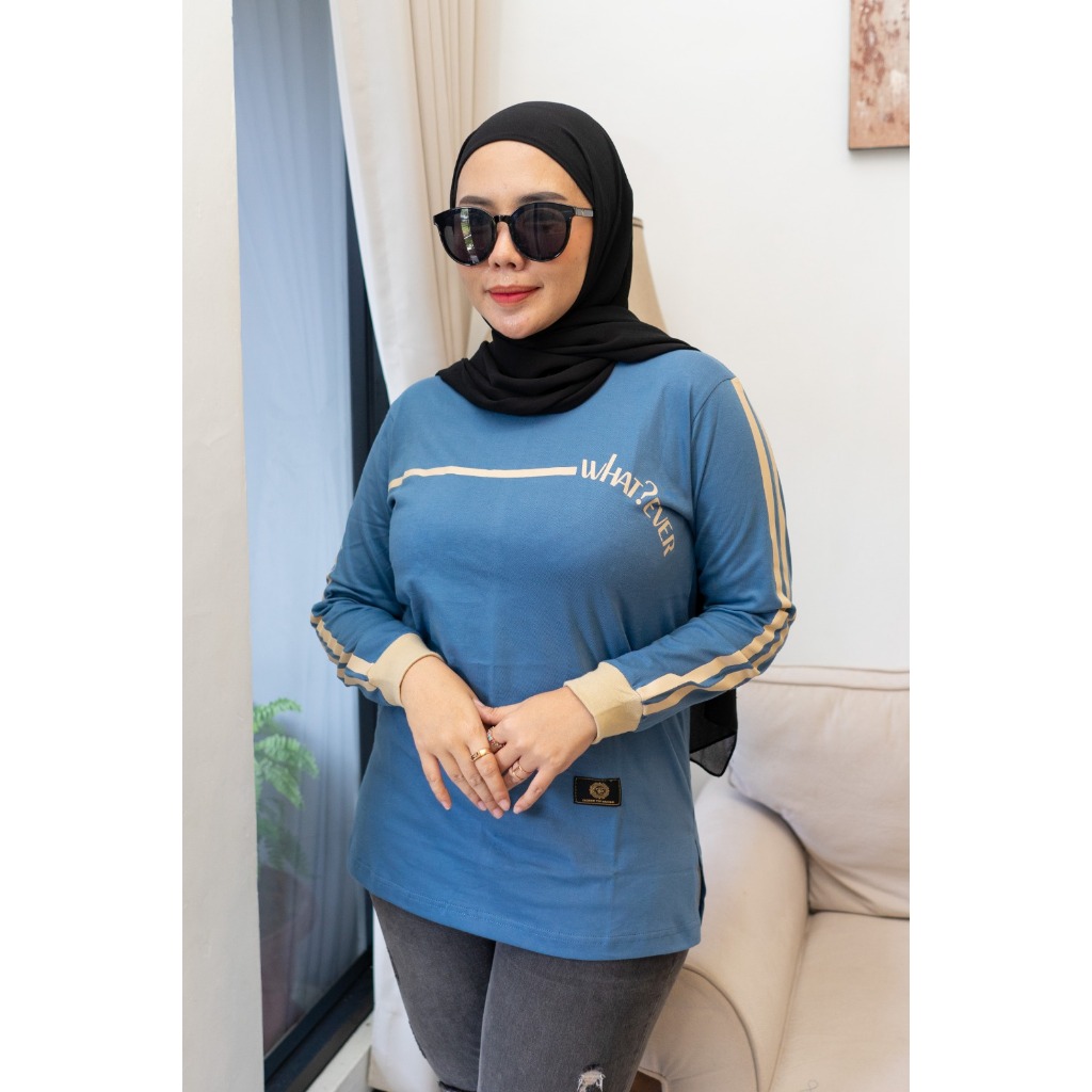 KAOS LENGAN PANJANG RIB KAIN KATUN COMBED 20S PREMIUM BAJU WANITA TERBARU