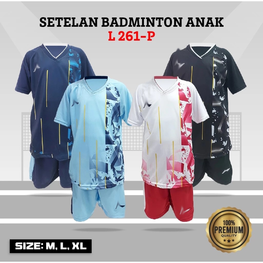 Baju Badminton anak L261 / stelan Badminton anak / kaos Badminton anak