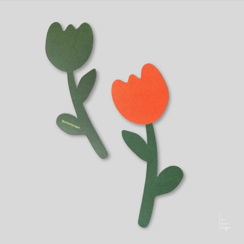 

On Bare Pages bookmark pembatas buku Tulip diecut