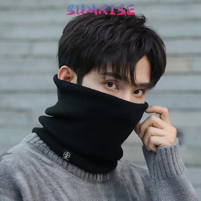 Syal Musim Dingin Unisex Penghangat Leher 2 Lapis Cocok untuk Motor & Aktivitas Outdoor Aksesoris Wi