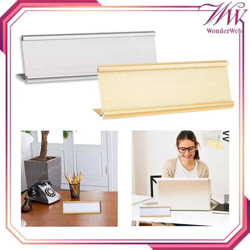

18x6cm Papan Nama Meja Aluminium Papan Nama Di Atas Meja Table Name Card Holder