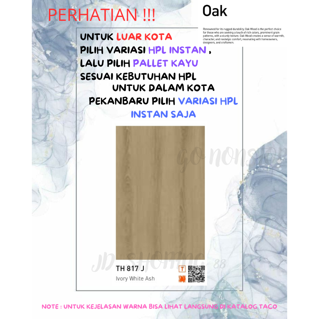 (LUAR KOTA WAJIB PALLET KAYU) HPL TACO WOODGRAIN TH 817 J (BACA DESKRIPSI SEBELUM CO)