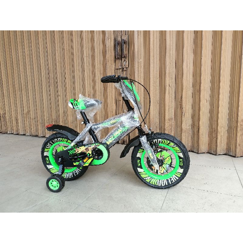 Sepeda bmx ring 12 inchi ban besar,ada musik,keren (warna hijau)