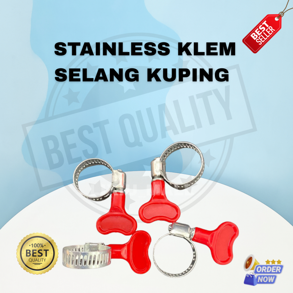 KLEM SELANG STAINLESS KUPING MERAH KUAT & ANTI KARAT / UKURAN UNIVERSAL