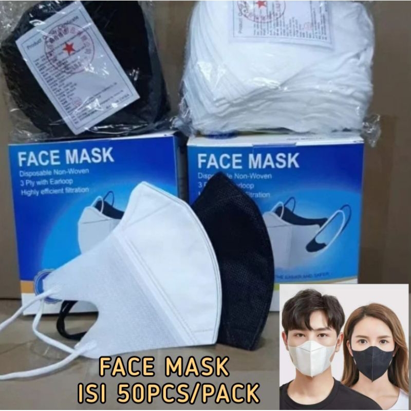 Masker Duckbill Isi 50 Tebal Masker Kesehatan Masker Wajah Masker Hitam Masker Putih Masker Warna