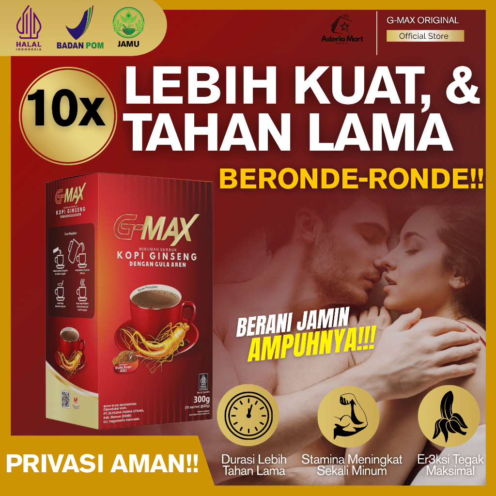

KOPI GMAX Kopi Gingseng Kopi Penambah Stamina Pria Tahan Lebih lama Origanal BPOM & HALAL