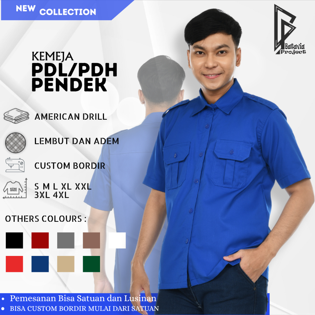 Kemeja PDL PDH Lengan Pendek - Seragam Kantor Pria Wanita Premium Model Baju Tactical Basic Pakaian 