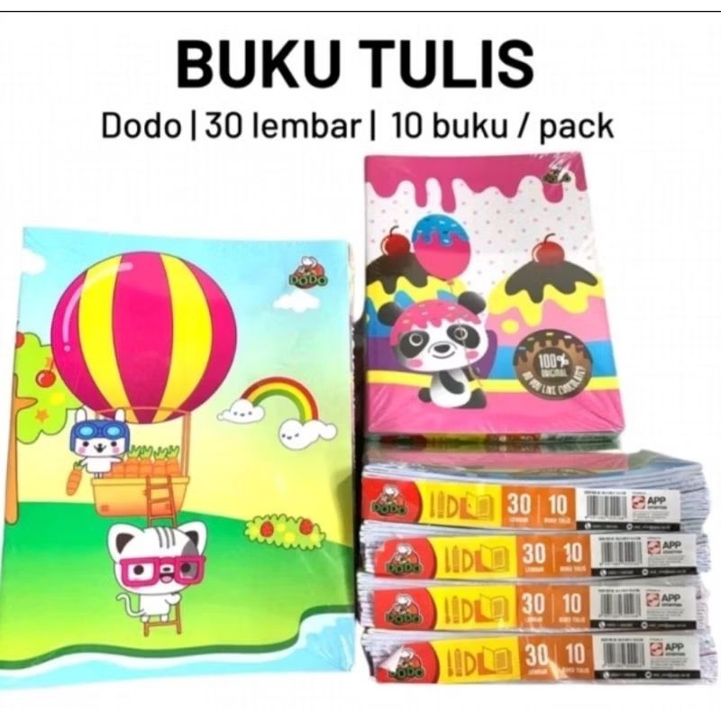 

Buku Tulis Dodo isi 30 / 50 lembar harga 10 pak buku / Buuu tulis Murah