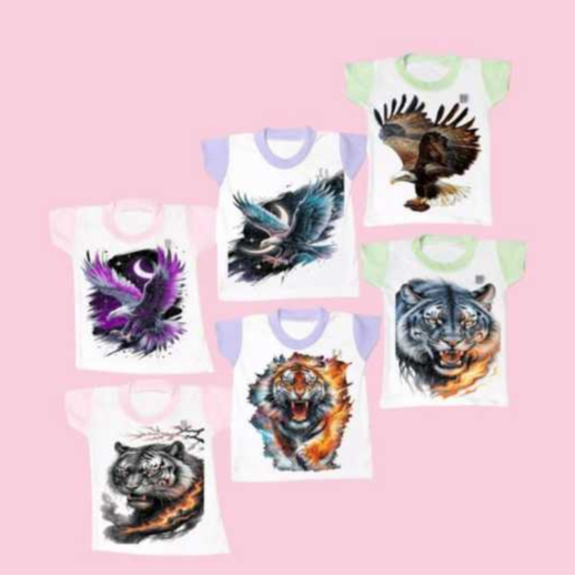 3 Pcs Atasan Baju Kaos Oblong Batita Lengan Pendek Putih Kombinasi Warna Cotton Combed Serian Putih 