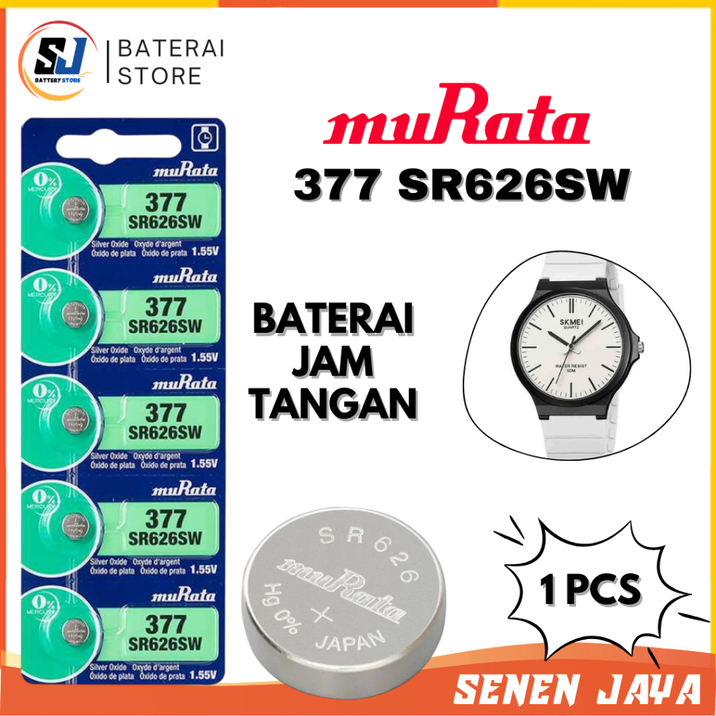 PROMO Baterai Jam Tangan Analog Murata 377 SR626SW Original LR626 626 377A Batre Jam Tangan Kecil 37