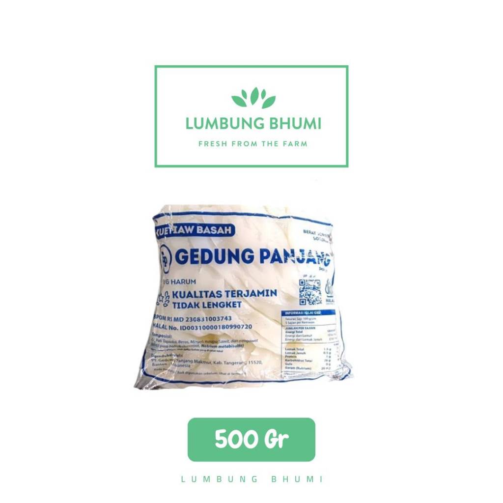 

GEDUNG PANJANG Kwetiau Kuetiaw Basah 500 Gr 1 Pcs - Lumbung Bhumi