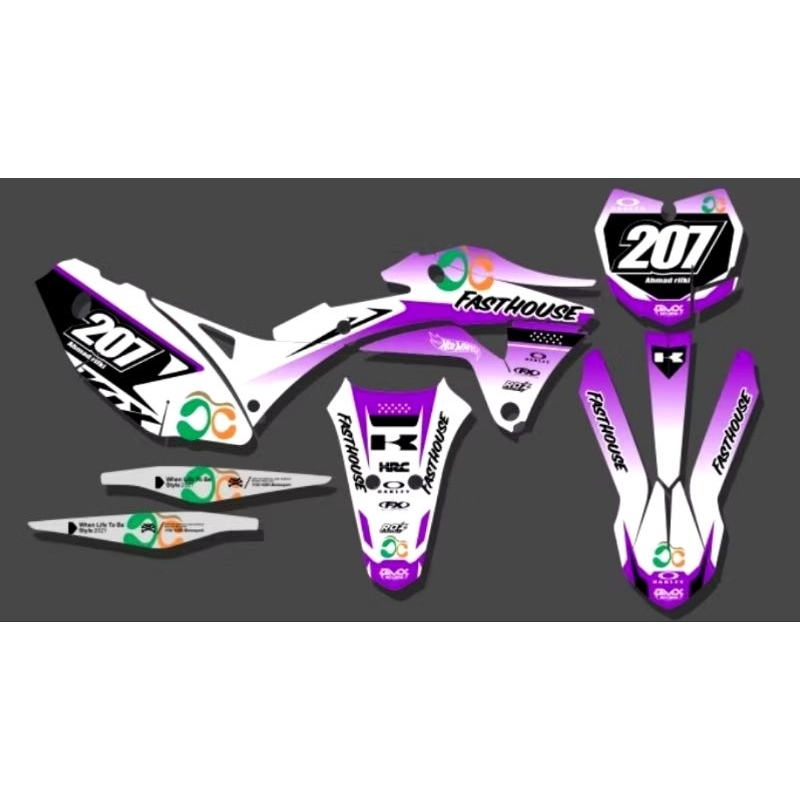 Decal Custome KLX GORDON Putih ungu ping pink