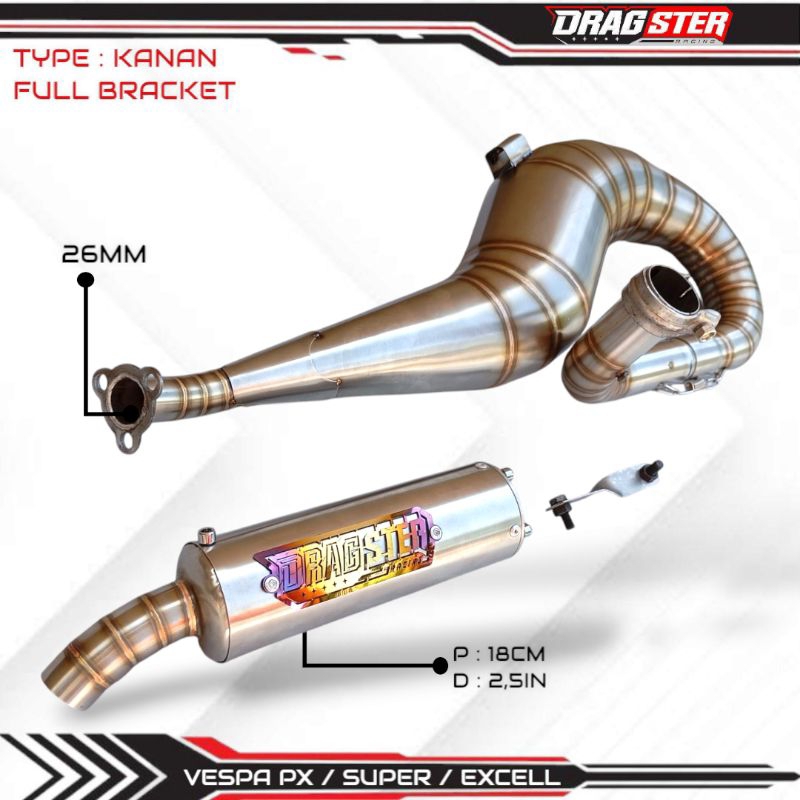Knalpot vespa px / vespa super / vespa excel original DRAGSTER racing