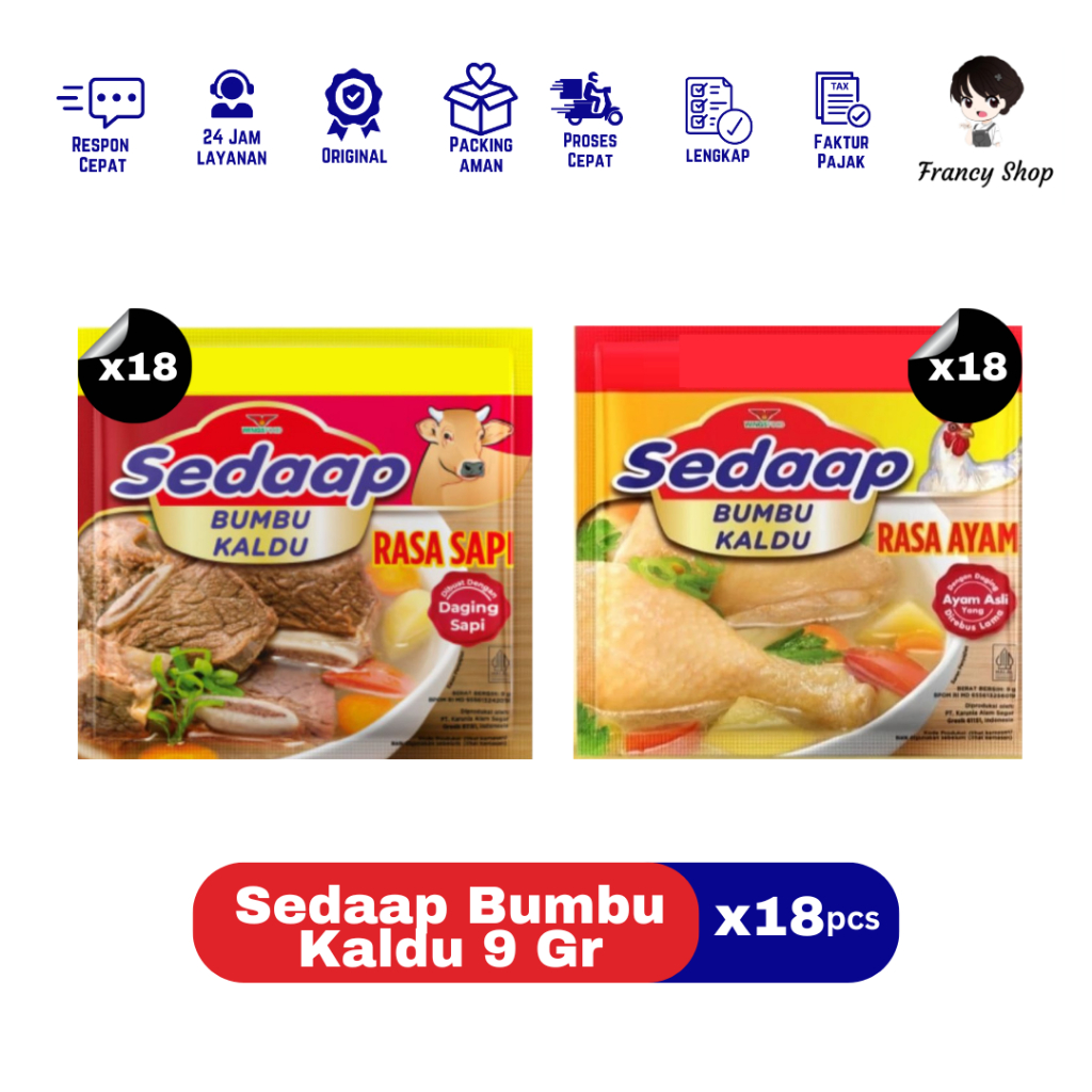 

Paket Murah Sedaap Bumbu Kaldu Sapi / Ayam 9 Gr x18 Pcs
