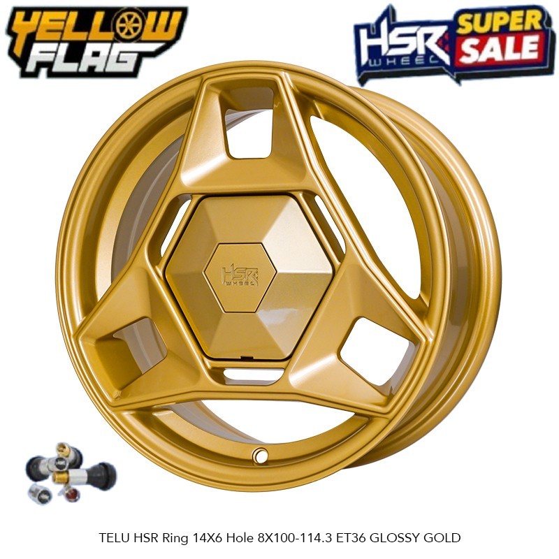 Velg mobil Racing Hsr Telu R14 Gold Avanza Xenia Sirion Avega Lancer March Agya Brio Hsr Ring 14