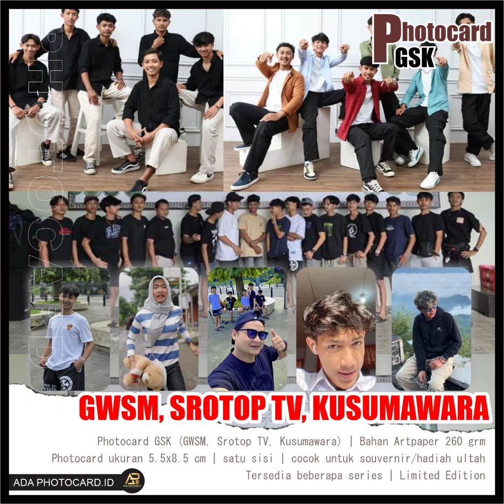 PhotocardGSK (GWSM, Srotop TV, Kusumawara) isi 100 Pcs  Unofficial/Handmade | Bonus Stiker dan Iner 
