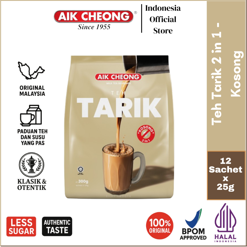 

Aik Cheong Teh Tarik 2in1 Less Sugar Kosong Classic Original Malaysia 12 sachet - 300gr