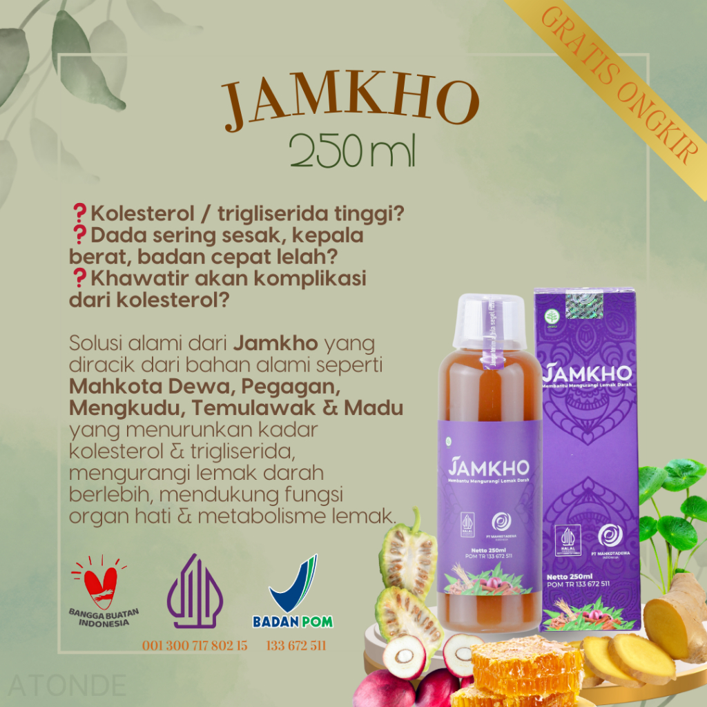 

Obat Herbal JAMKHO 250 ml Turunkan Kolesterol 100% ASLI & Alami - Obat Kolesterol - Lemak Darah