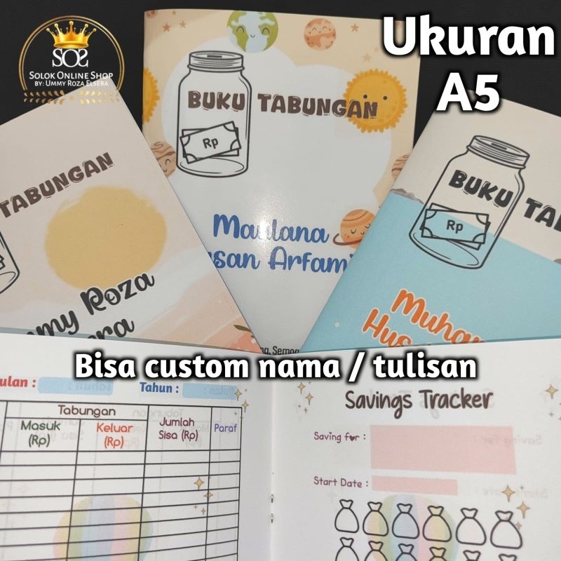 

A5 Buku tabungan savings tracker bisa custom nama