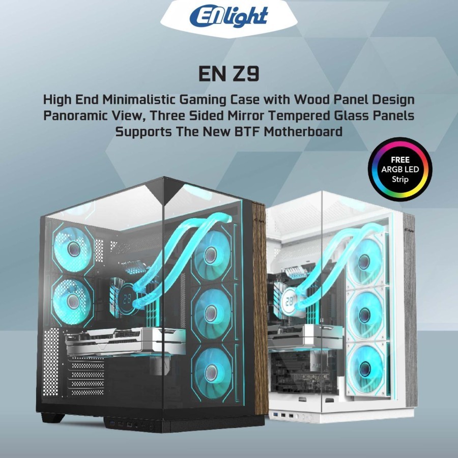 ENLIGHT Z9 BLACK PC Gaming Casing Case (ATX) LED Strip Included