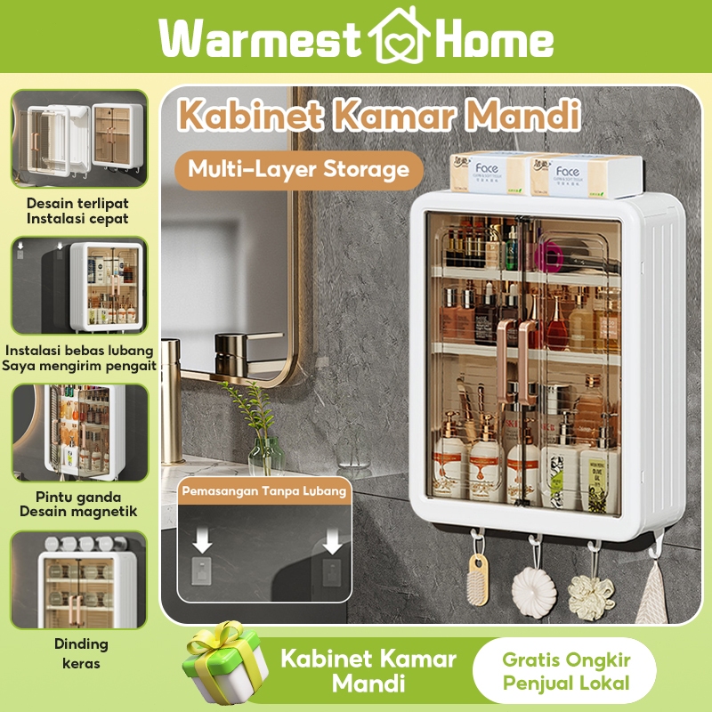 Warmest Home  Rak Dinding Tempel Rak Kamar Mandi Tempel Rak Bumbu Dapur Dinding Plastik Dapur Lemari