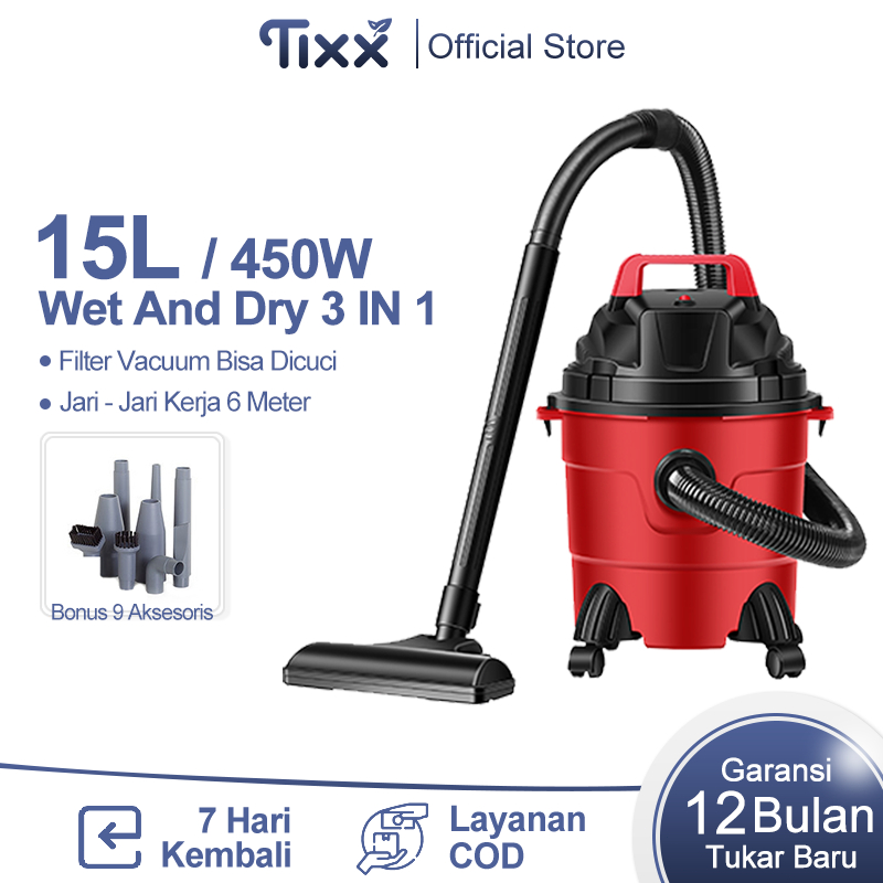 TIXX 15L Vacuum Cleaner Wet And Dry Vacuum Cleaner Penyedot Debu rumah Vacuum Cleaner Portable