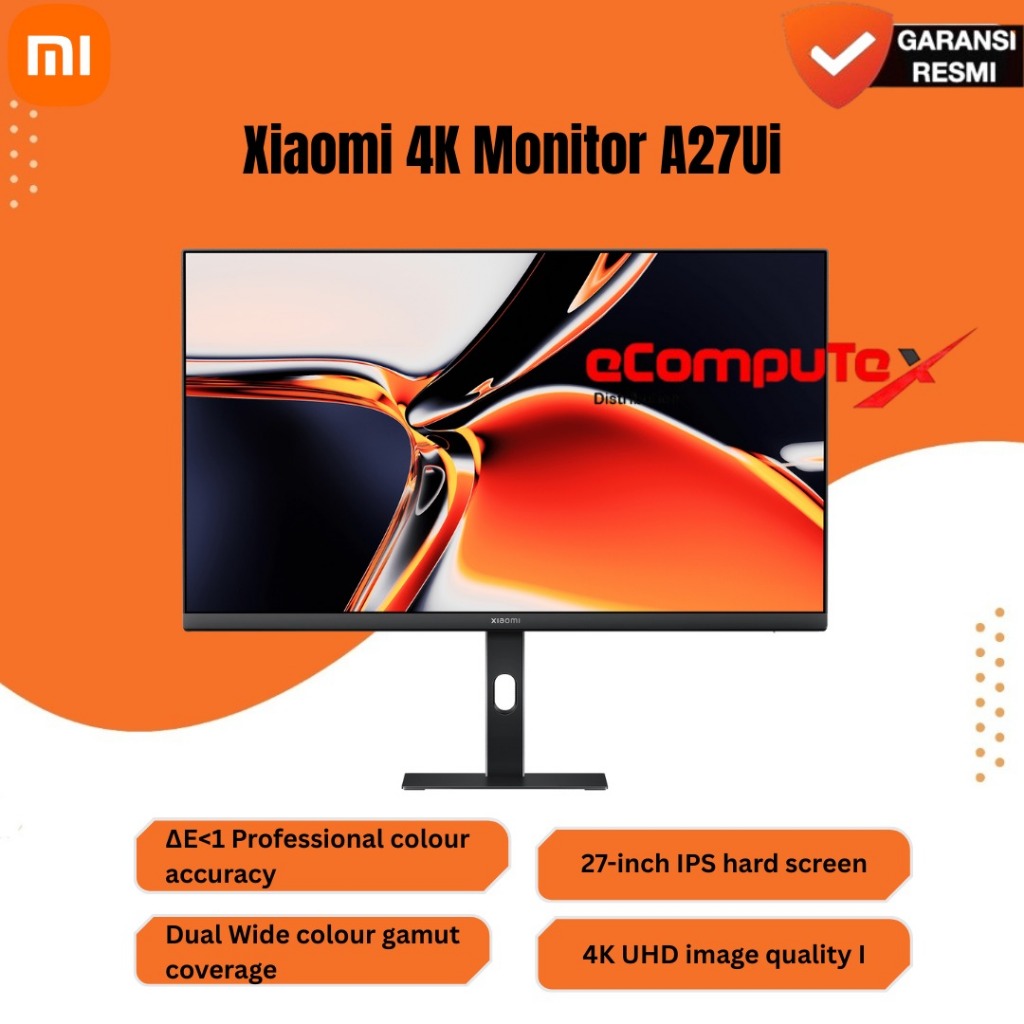 XIAOMI MONITOR 4K A27UI 27" INCH IPS HARD SCREEN MULTIFUNCTIONAL STAND ORIGINAL - GARANSI RESMI