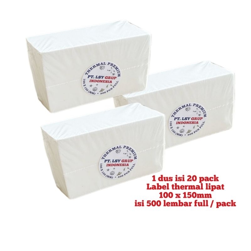 

kertas thermal label LSY TAPE 100 X 150mm A6 isi 500 lembar full premium ( 1 dus isi 20pack lipat )