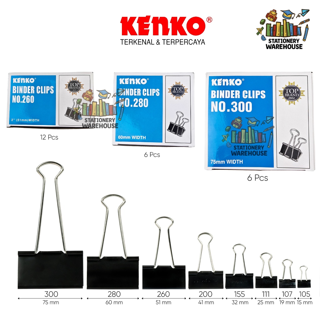 

KENKO BINDER CLIP / PENJEPIT KERTAS / KLIP BINDER No.260 No.280 No.300 No.320