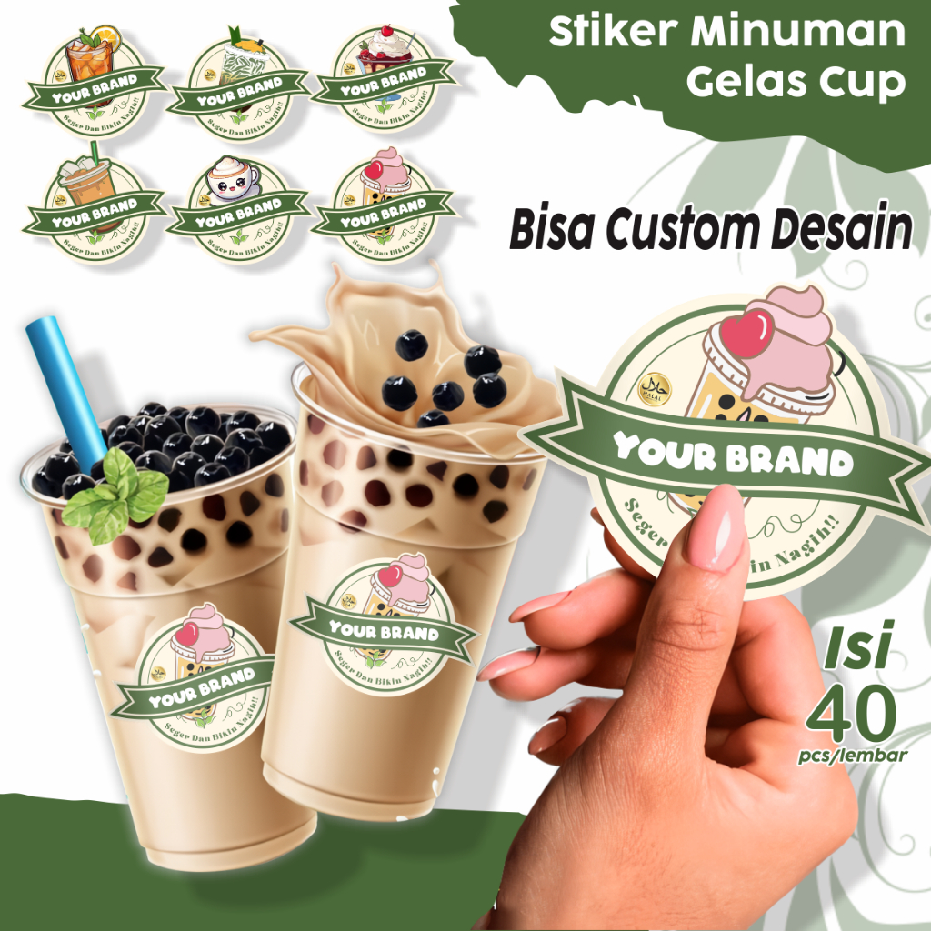 

Stiker label gelas cup waterproof print & cut