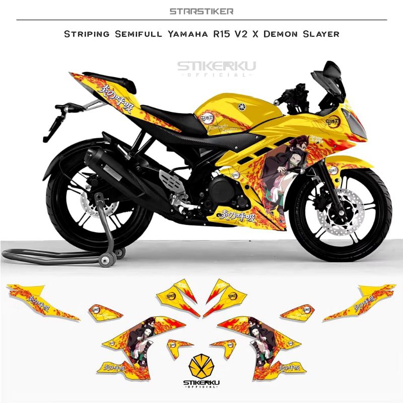STRIPING R15 V2 DECAL SEMI FULL / SEMIFULL / ANIME KIMETSU NO YAIBA SLAYER TANJIRO NEZUKO KAMADO / S