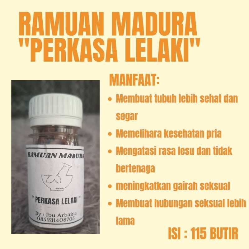 Ramuan madura "PERKASA LELAKI"| Jamu Kuat dan Tahan Lama Pria/Laki-laki|Jamu Madura Asli Original|Ja
