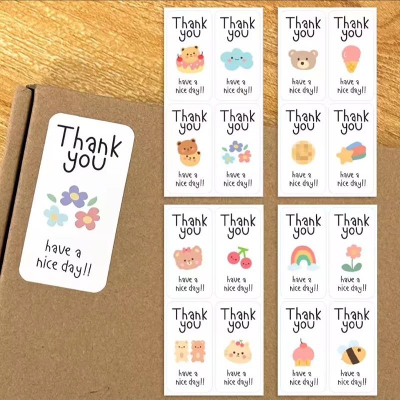 

( 12 Lembar = 48 Pcs ) Stiker Segel Label THANK YOU HAVE A NICE DAY
