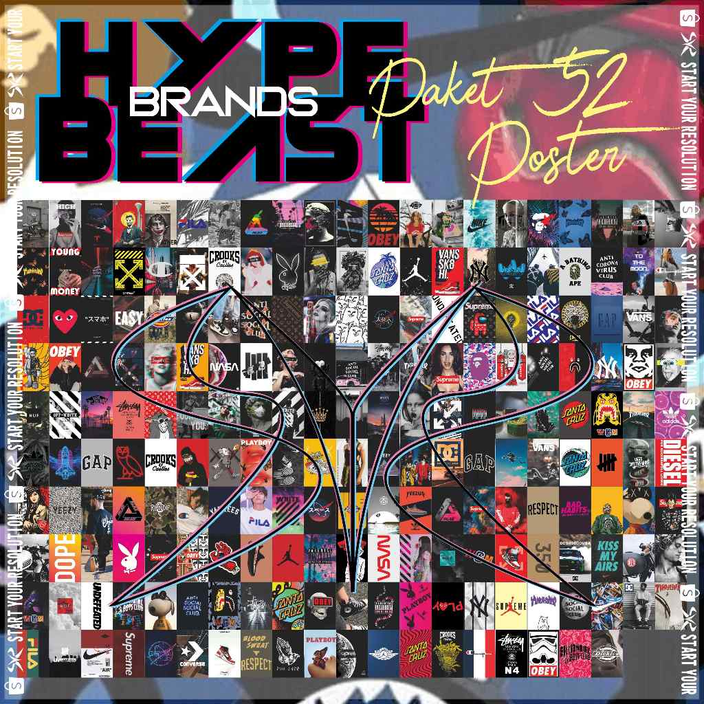 Bundle Super murah 52 Poster Dinding Hypebeast - Poster Aesthetic Off white / Supreme / Yeezy / Bath