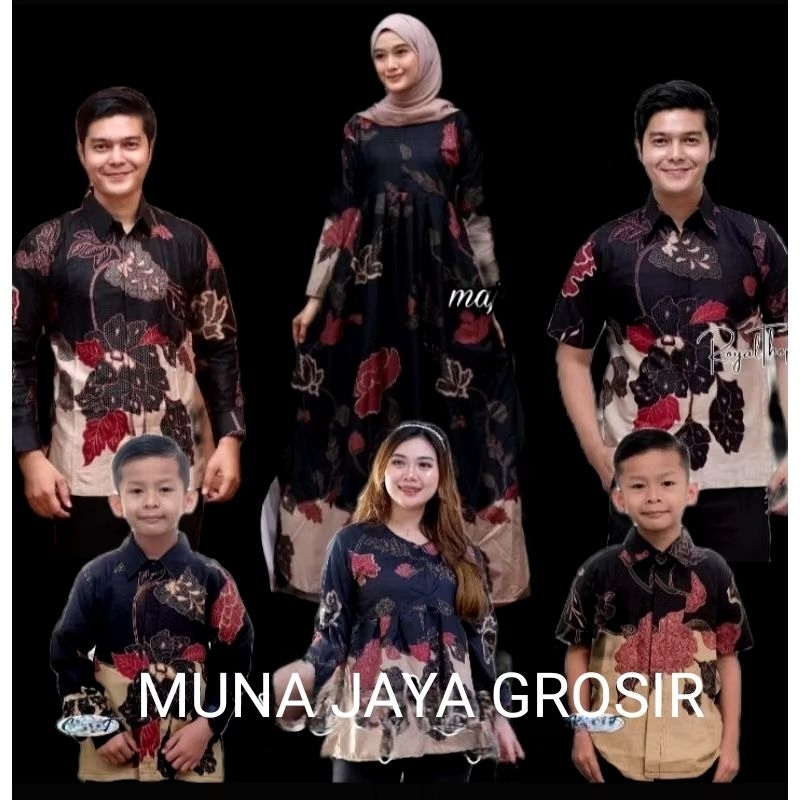 KEMEJA BATIK COUPLE KELUARGA/GAMIS BATIK COUPLE PASANGAN//BAJU COUPLE AYAH DAN ANAK BATIK MAWAR BATI