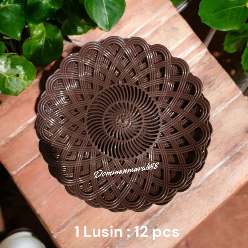 PIRING PLASTIK MOTIF AYAM 1 LUSIN ( 12 PCS) / PIRING PLASTIK MOTIF ROTAN ANYAM