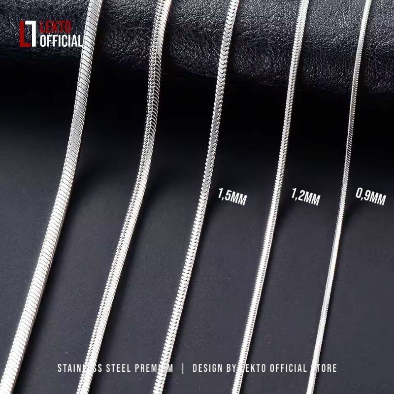 HEMAT Kalung Titanium Pria Anti Karat Silver Asli Original Wanita Perak Putih Model Kotak Kalung