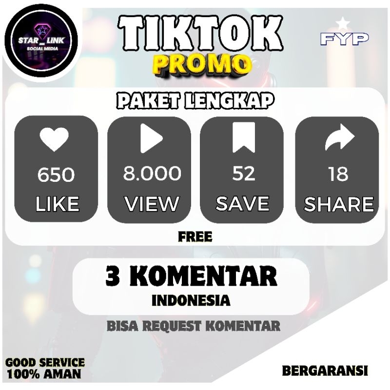 Paket Lengkap Fyp Like Tiktok Murah Auto Fyp