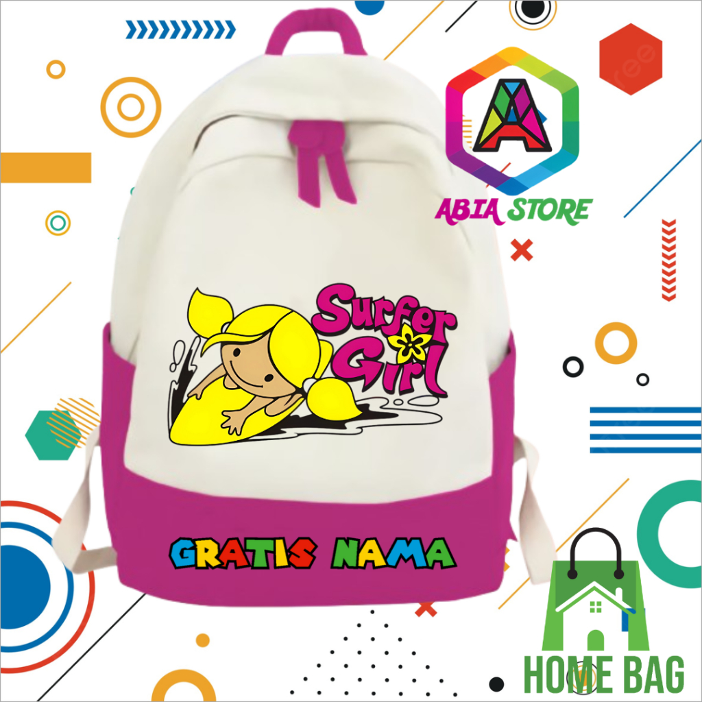 Tas Ransel Anak SURFER GIRL Tas Anak backpack Custom Free Nama