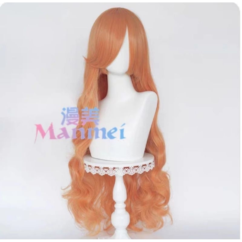 wig orange wavy 100cm manmei