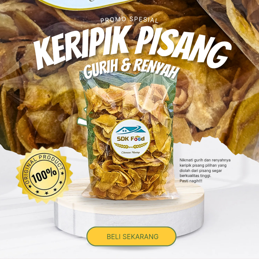 

Keripik Pisang Rasa Original - Camilan Asin Gurih Renyah Kriuk - Snack