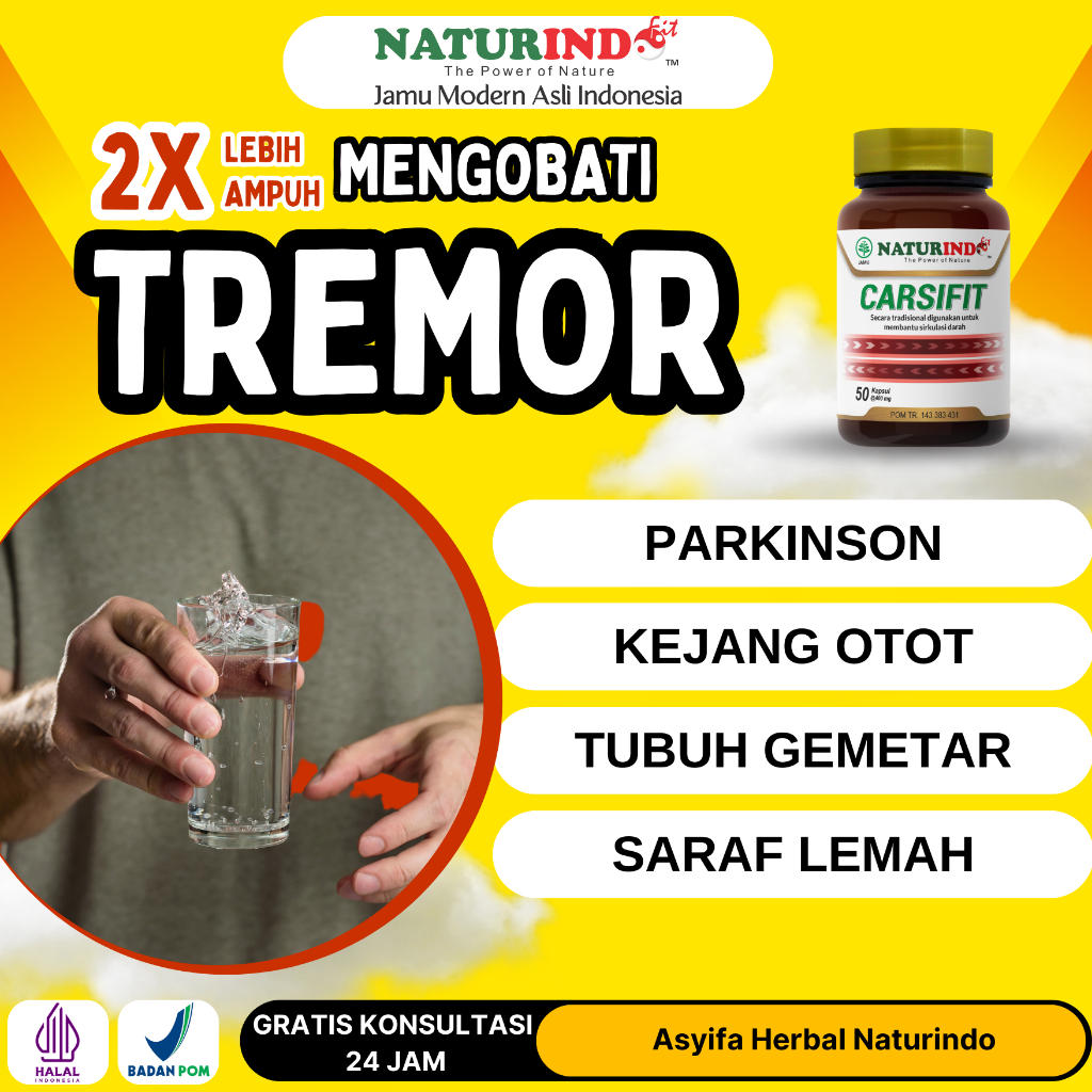 Obat Tremor Parkinson Saraf Otot Lemah Gemetar Tangan Kaku Herbal Naturindo Carsifit