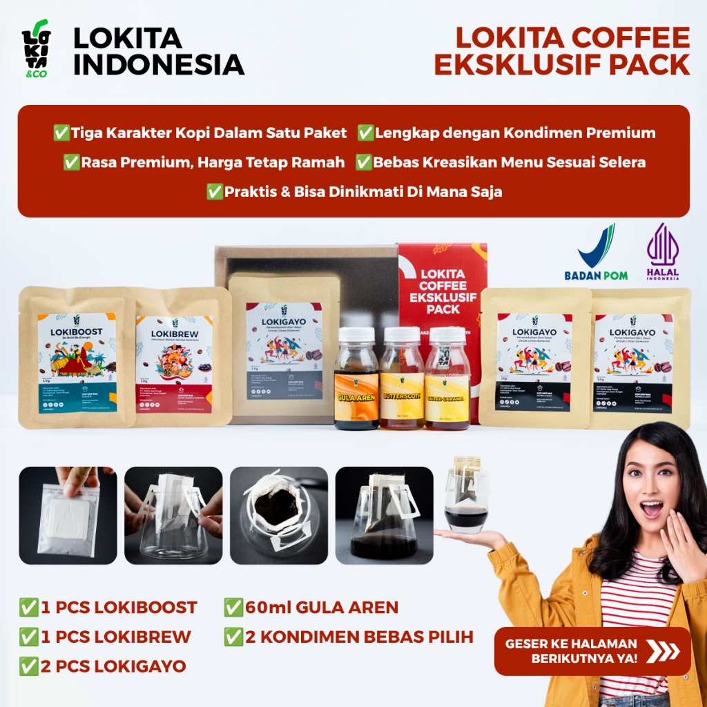 

LOKITA - Paket Kopi Drip Bag Lengkap Eksklusif Pack (Drip Bag Coffee)