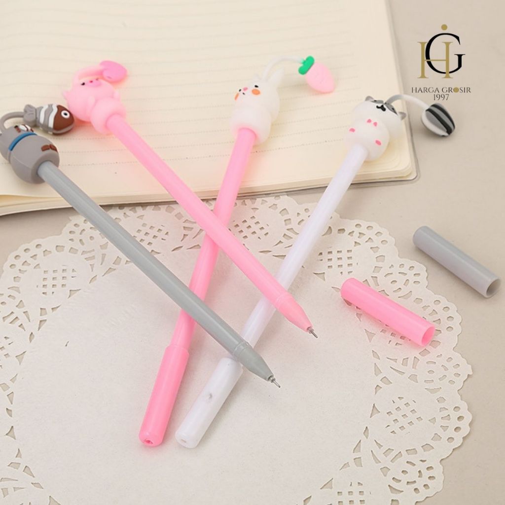 

4/8/12 PCS PULPEN GEL KARAKTER TUMBUHAN HEWAN HAMSTER BINATANG TERMURAH COD Stationery COD
