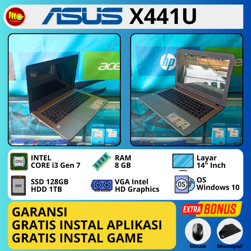LAPTOP ASUS X441U SSD 128GB RAM 8GB